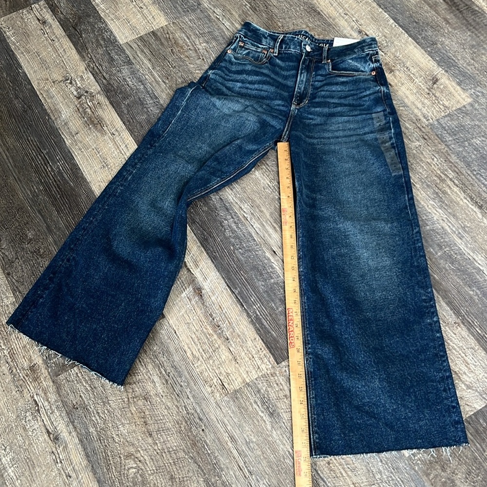 American Eagle Curvy Super High Rise Baggy Blue Women Jeans Size 28 / 6 New - Picture 7 of 11